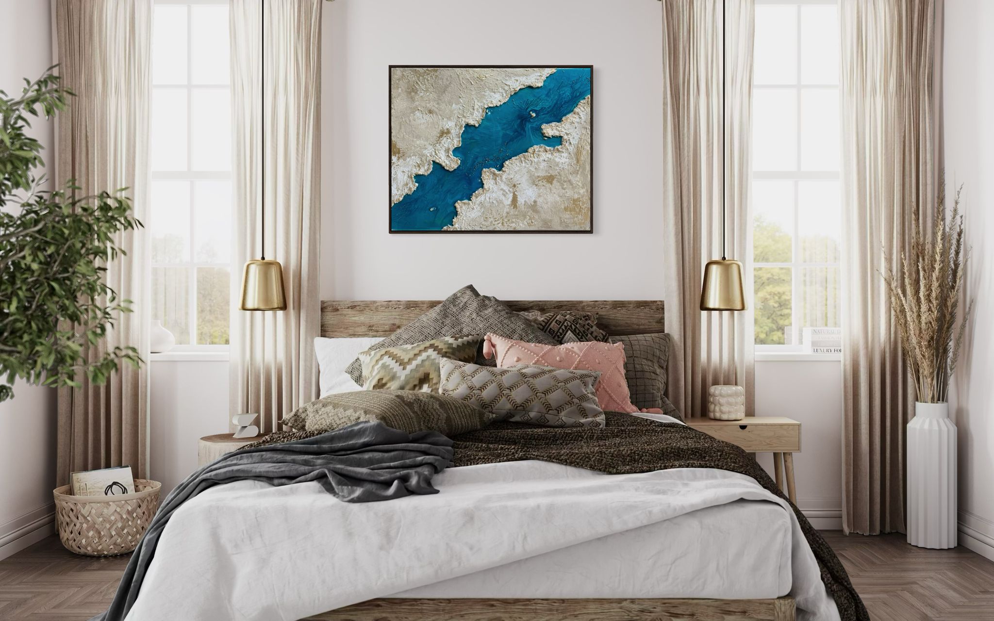 “Where waves grow” kunstwerk van 60 x 80 cm. Kunstwerk gemaakt door Dorris Ravensbergen t.w.v. € 800,00